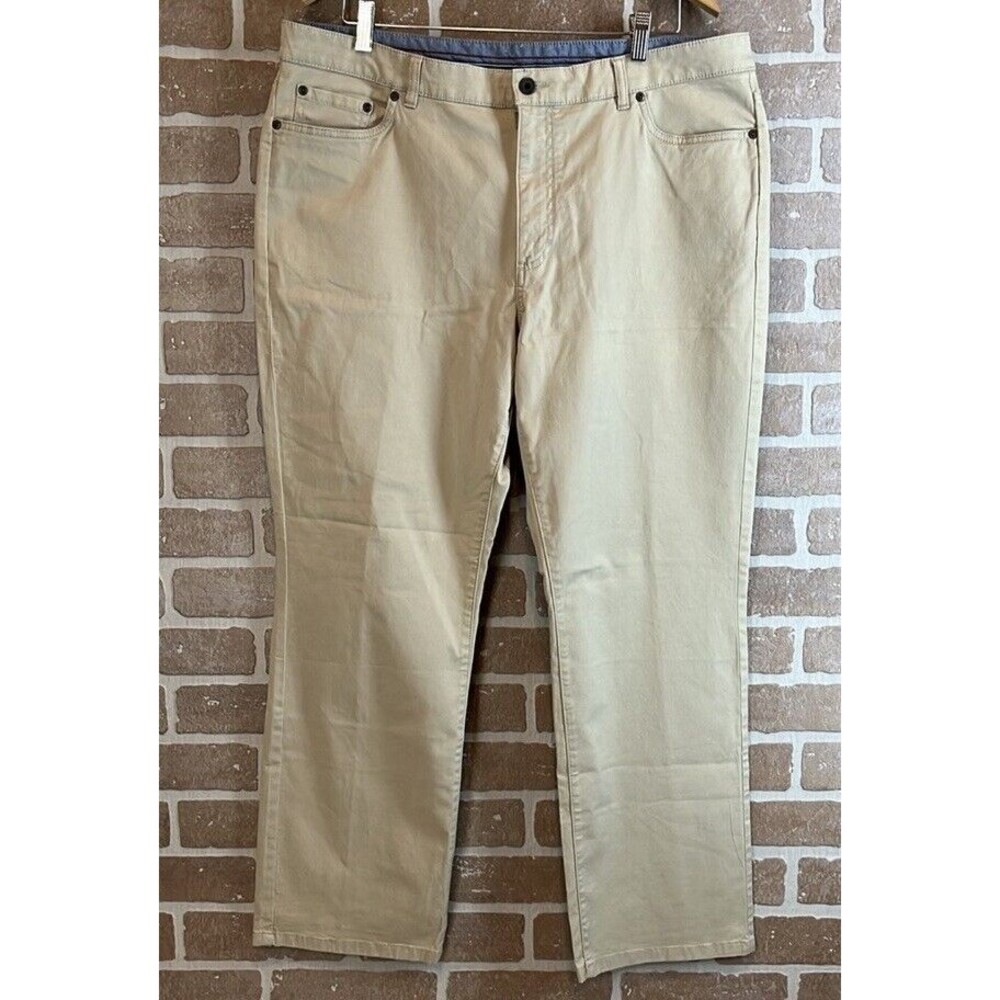 LL Bean Pants Mens Size 38 X 29 Khaki Tan Cotton 5 Pocket Stretch